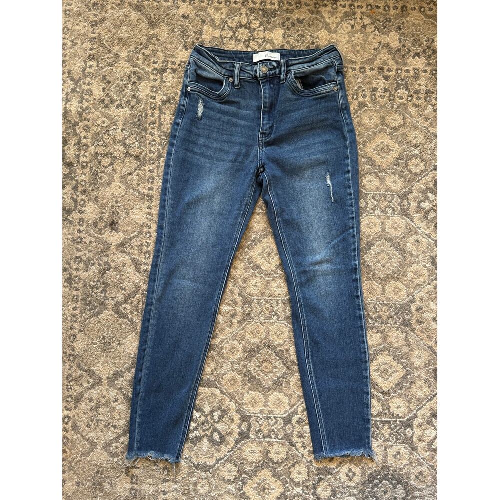 KanCan High Rise Skinny Ankle Jeans Distressed Raw Hem Stretch Denim Womens 9/28